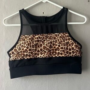 Zyia Active Black Cheetah Print All Star Bra Size Large